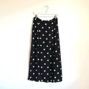 Free People Black and White Polka Dot Midi Skirt
